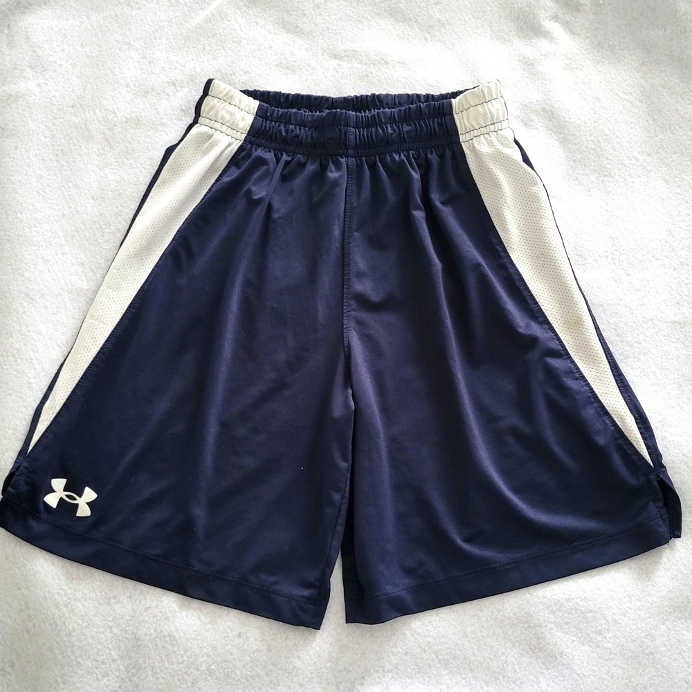 Under Armour Boys Shorts YM Medium Navy Blue Performance Sports Basketball M